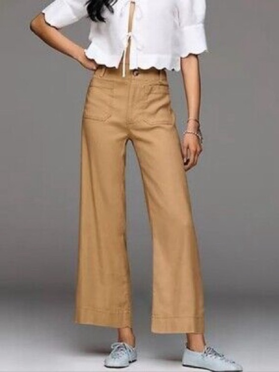 Maeve Pants - Maeve Anthropologie The Colette Wide Leg Pants Brown Size 27